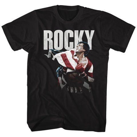 Rocky Flag Wrap MGM* Licensed Adult Cotton T-shirt