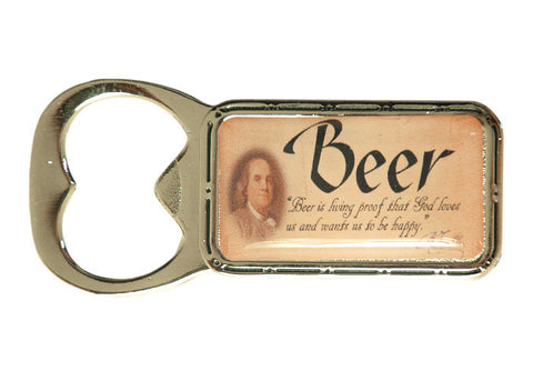 Benjamin Franklin Beer Bottle Opener Magnet