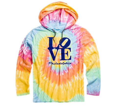Philadelphia LOVE Tie Dye Lightweight Hooded Sweatshirt