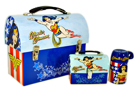 Wonder Woman Dome Lunchbox Ceramic Salt & Pepper Set