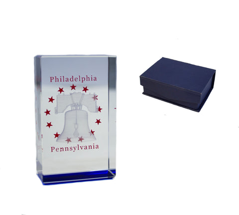 Liberty Bell Philadelphia Paperweight (Blue Base #3)