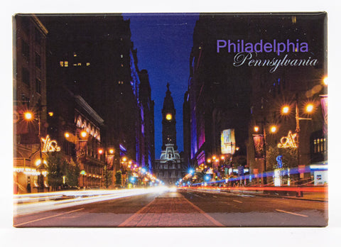 Philadelphia city hall at night magnet