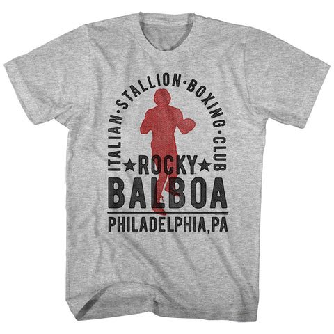 Rocky Balboa Boxing Club Licensed Adult Heather Grey  T-shirt