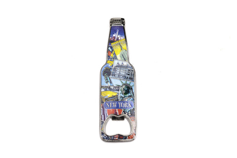 New York Retro Collage Magnet Bottle Shaped Opener 4 7/8” H