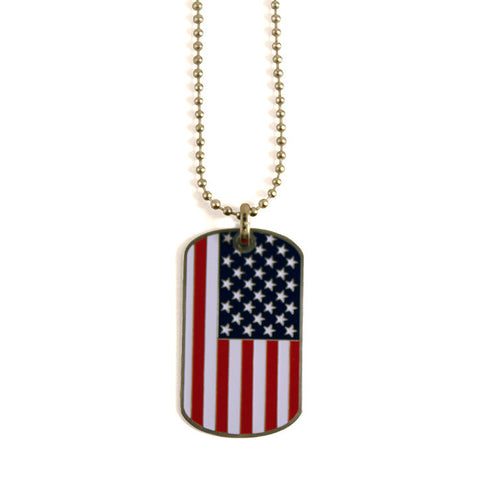 US Flag Dog Tag Necklace