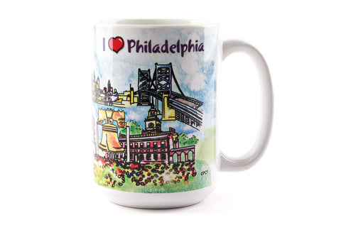 Philadelphia Watercolor 15 oz Mug