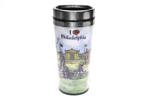 I Love Philadelphia Illustrated Travel Mug