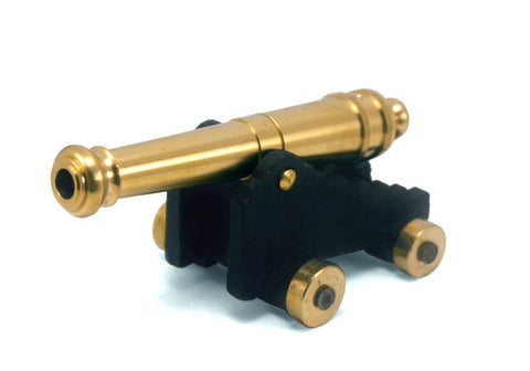 Revolutionary War 24 Pounder Naval Cannon with Gold-Plated Wheels 5" Long