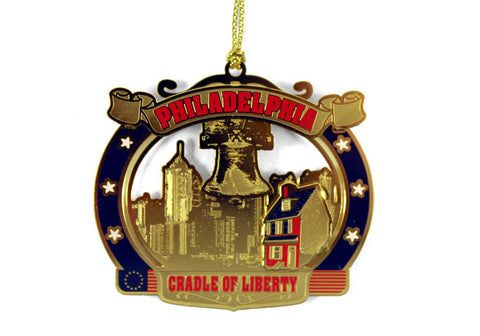 Philadelphia Skyline Brass Ornament
