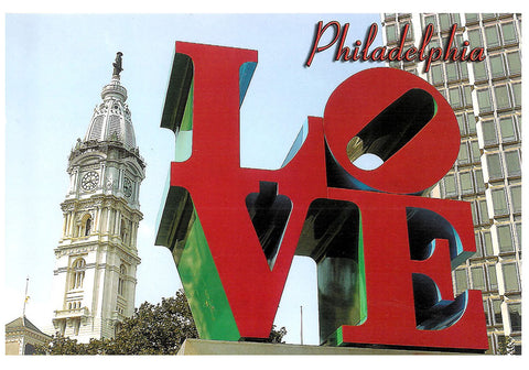 LOVE  Statue & City Hall Postcard
