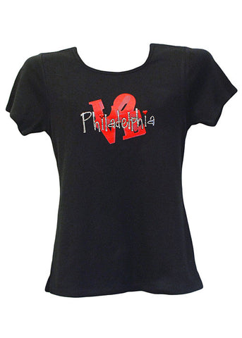 Philadelphia LOVE Rhinestone Ladies Fit Shirt