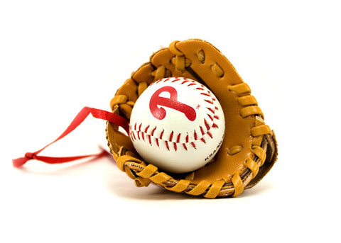 Phillies Baseball & Mitt Ornament