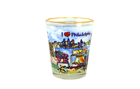 Philadelphia Watercolor Shot Glass