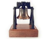 Large Liberty Bell Metal on Wooden Base